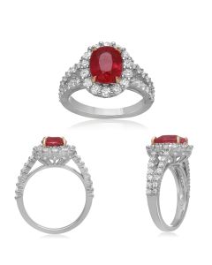 Split Shank Ruby & Diamond Ring