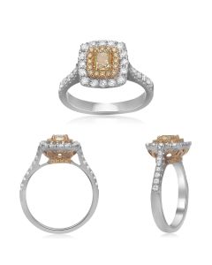 Cushion Fancy Yellow Diamond Ring