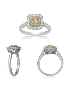 Cushion Fancy Yellow Diamond Ring