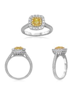 Cushion Fancy Yellow Diamond Ring