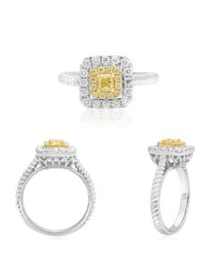 Radiant Fancy Yellow Diamond Ring