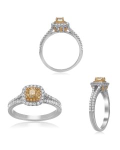 Cushion Cut Split Shank Diamond Ring
