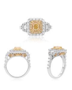 Double Halo Diamond Side Stone Ring