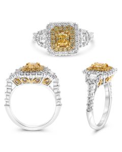 Cushion Fancy Yellow Diamond Ring