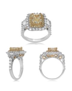 Cushion Fancy Yellow Diamond Ring