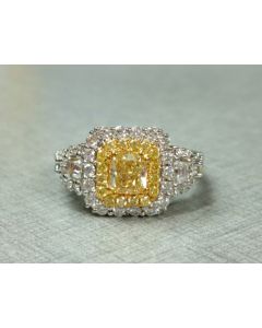 Cushion Fancy Yellow Diamond Ring