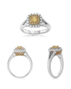 Cathedral Set Double Halo Diamond Ring