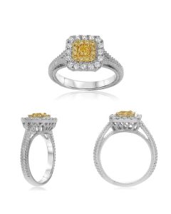 Radiant Fancy Yellow Diamond Ring