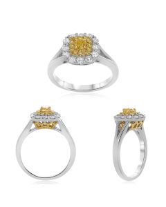 Cushion Fancy Yellow Diamond Ring