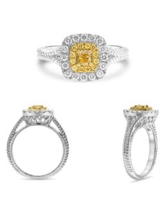 Cushion Fancy Yellow Diamond Ring
