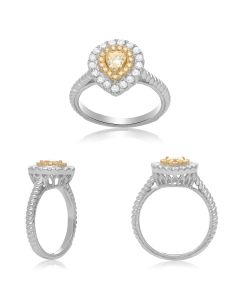 Pear Shape Fancy Yellow Diamond Ring