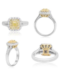 Double Halo Split Shank Diamond Ring
