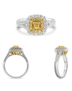 Cushion Fancy Yellow Diamond Ring