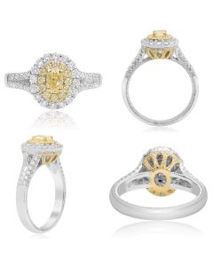 Paved Split Shank Yellow Diamond Ring