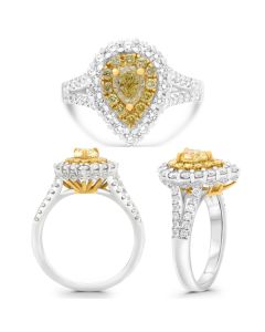 Pear Shape Fancy Yellow Diamond Ring
