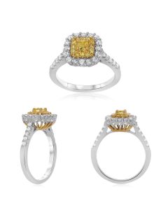 Cushion Fancy Yellow Diamond Ring