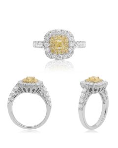 Scallop Shank Yellow Diamond Ring