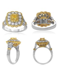 Flowering Cushion Cut Diamond Ring