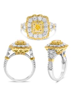 Cushion Fancy Yellow Diamond Ring