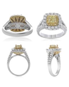 Cushion Fancy Yellow Diamond Ring