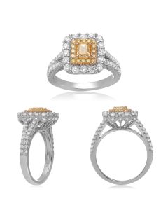 Cushion Fancy Yellow Diamond Ring