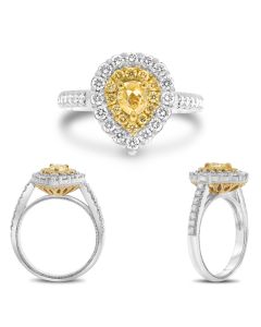 Pear Shape Fancy Yellow Diamond Ring