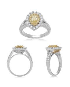 Pear Shape Fancy Yellow Diamond Ring