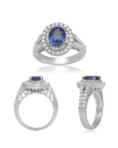 Double Halo Sapphire & Diamond Ring