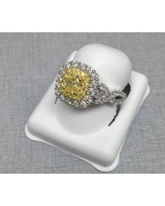 Cushion Fancy Yellow Diamond Ring