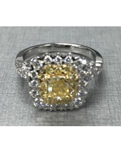 Cushion Fancy Yellow Diamond Ring