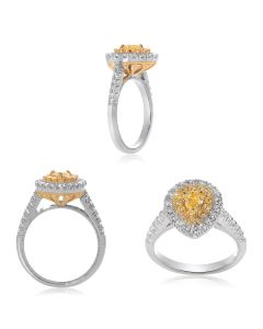 Pear Shape Fancy Yellow Diamond Ring