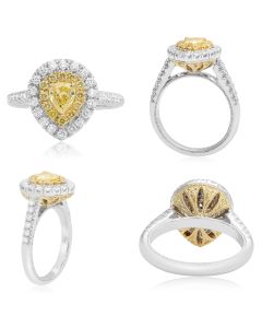 Two Tone Pear-shaped Diamond Ring