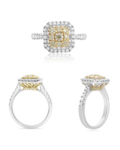 Pave Shank Square Diamond Ring