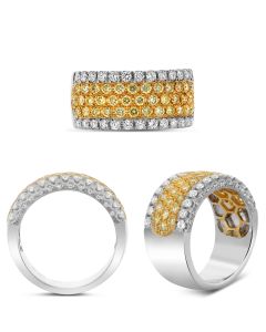 Five Row Two Tone Diamond Band