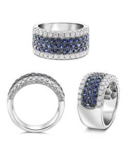 White Gold Halfway Sapphire and Diamond Band