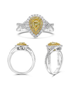 Pear Shape Fancy Yellow Diamond Ring