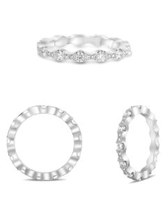 White Gold & Diamond Milgrain Eternity Band