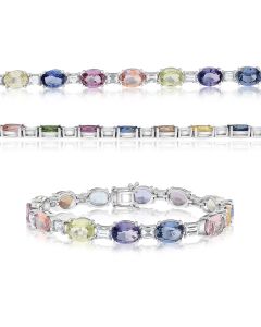 Oval Multi Colored Sapphire Bracelet
