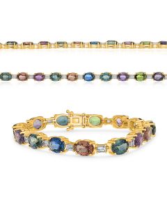 Oval Multi Colored Sapphire Bracelet