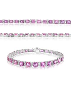 Emerald Cut Pink Sapphire Bracelet