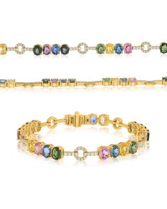 Oval Multi Colored Sapphire Bracelet