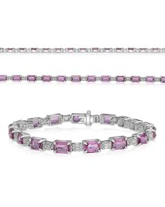 Emerald Cut Pink Sapphire Bracelet