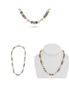 Oval Multi Colored Sapphire Necklace