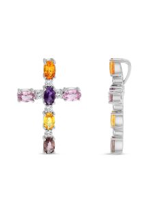 Oval Multi Colored Sapphire Pendant