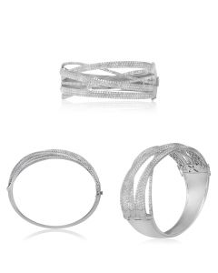 Overlapping White Diamond Pave Bangle