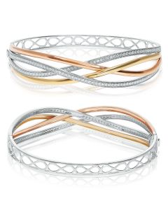 Tri-Colored Overlapping Diamond Bangle