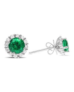 Round Emerald Earring