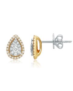 Two Tone Pear-shaped Stud Earrings