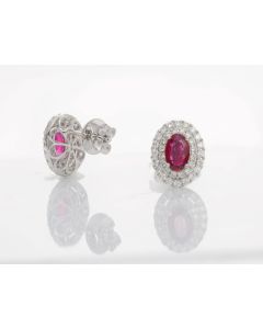 Oval Ruby Earring