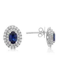 Sapphire Double Halo Stud Earrings